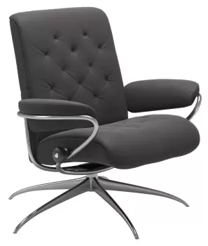 Fotoliu Stressless Metro cu spatar jos baza inalta cadru aluminiu crom tapiterie piele Paloma Rock imagine