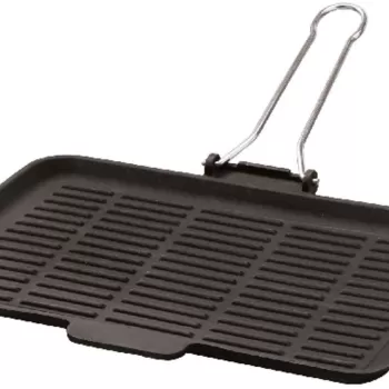 Gratar din fonta emailata Paderno Cast Iron 21x36cm maner pliabil negru imagine