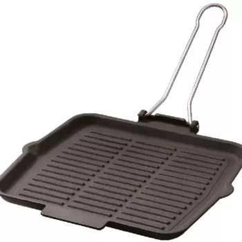 Gratar din fonta emailata Paderno Cast Iron 24x24cm maner pliabil negru imagine