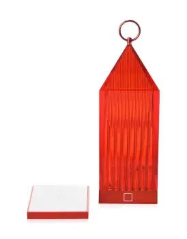 Lampa portabila de exterior Kartell Lantern design Fabio Novembre 1 2W LED rosu transparent imagine