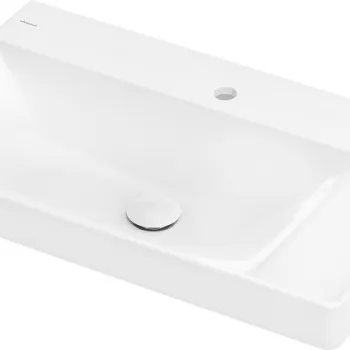 Lavoar asimetric Hansgrohe Xelu Q 80x48cm  polita stanga  fara preaplin  montare pe mobilier  SmartClean  alb imagine