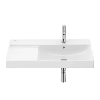 Lavoar asimetric Roca Ona 80x46cm orientare stanga SupraGlaze alb imagine