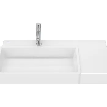 Lavoar asimetric Roca Tura 80x43cm orientare dreapta fara orificiu preaplin alb imagine
