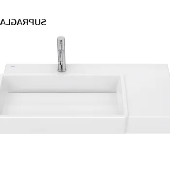 Lavoar asimetric Roca Tura 80x43cm orientare dreapta fara orificiu preaplin alb Supraglaze imagine