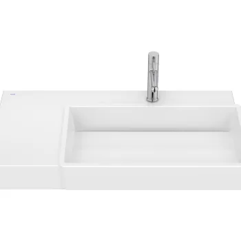 Lavoar asimetric Roca Tura 80x43cm orientare stanga fara orificiu preaplin alb imagine
