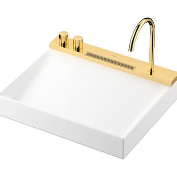 Lavoar cu baterie termostatata incorporata Hansgrohe Avalegra AquaUnit 58x47.5x10cm  gold optic imagine