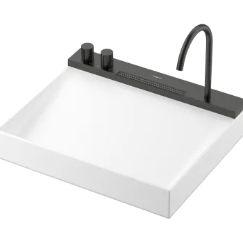 Lavoar cu baterie termostatata incorporata Hansgrohe Avalegra AquaUnit 58x47.5x10cm  negru periat imagine