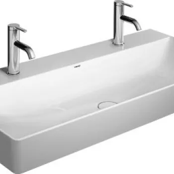 Lavoar dublu Duravit DuraSquare 100cm finisaj WonderGliss fara preaplin cu capac ceramic pentru ventil inclus si finisaj suplimentar imagine