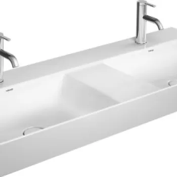 Lavoar dublu Duravit DuraSquare Double 120x47cm WonderGliss fara preaplin cu capac ceramic pentru ventil inclus alb imagine