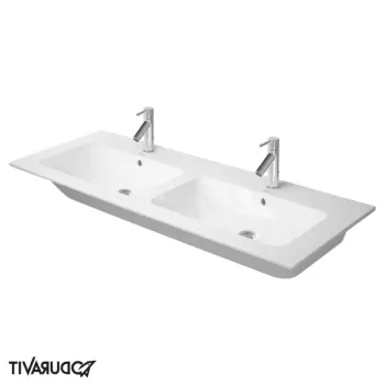 Lavoar dublu Duravit ME by Starck 130x49cm montare pe mobilier 2 orificii baterie alb imagine