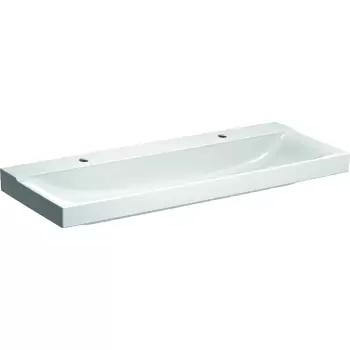 Lavoar dublu Geberit Xeno2 120x48cm doua orificii baterie fara preaplin montare pe mobilier KeraTect alb imagine
