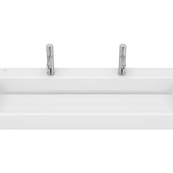 Lavoar dublu Roca Tura 100x43cm fara orificiu preaplin alb imagine