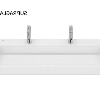 Lavoar dublu Roca Tura 100x43cm fara orificiu preaplin alb Supraglaze imagine