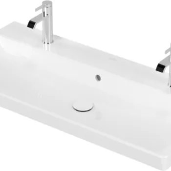 Lavoar dublu Villeroy&Boch Avento 100cm cu preaplin montare pe mobilier alb Alpin imagine