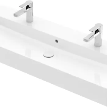 Lavoar dublu Villeroy & Boch Memento 2.0 CeramicPlus 120cm cu preaplin alb Alpin imagine