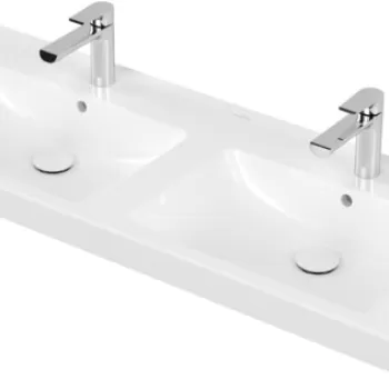 Lavoar dublu Villeroy & Boch Subway 2.0 130cm cu preaplin montare pe mobilier alb Alpin imagine