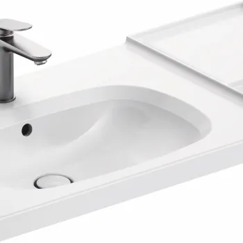 Lavoar Duravit Aurena 100x50cm HygieneGlaze Plus montare pe mobilier orientare dreapta ventil ceramic inclus alb imagine
