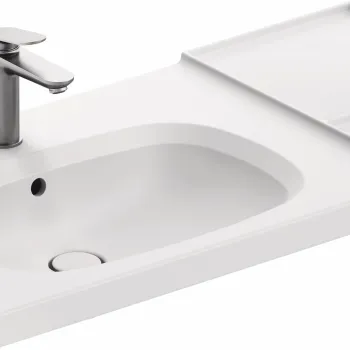Lavoar Duravit Aurena 100x50cm HygieneGlaze Plus montare pe mobilier orientare dreapta ventil ceramic inclus alb mat imagine