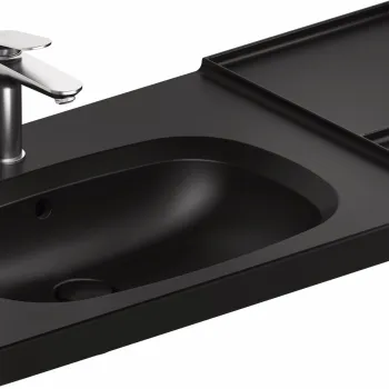 Lavoar Duravit Aurena 100x50cm HygieneGlaze Plus montare pe mobilier orientare dreapta ventil ceramic inclus negru mat imagine