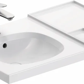 Lavoar Duravit Aurena 80x50cm HygieneGlaze Plus montare pe mobilier orientare dreapta ventil ceramic inclus alb imagine