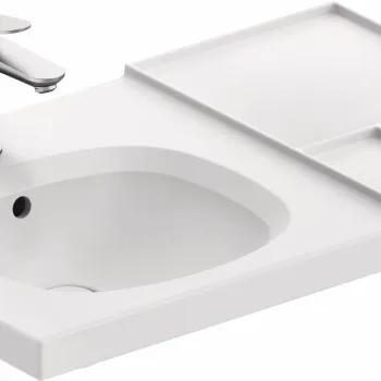 Lavoar Duravit Aurena 80x50cm HygieneGlaze Plus montare pe mobilier orientare dreapta ventil ceramic inclus alb mat imagine