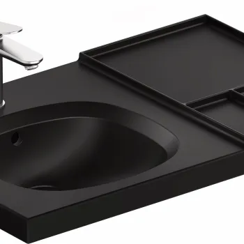 Lavoar Duravit Aurena 80x50cm HygieneGlaze Plus montare pe mobilier orientare dreapta ventil ceramic inclus negru mat imagine