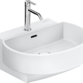 Lavoar Duravit Balcoon 55x48cm  ventil click-clack cu capac ceramic  DuraShield  alb mat imagine