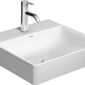 Lavoar Duravit DuraSquare 50x47cm fara preaplin montare pe mobilier cu capac ceramic pentru ventil inclus alb imagine