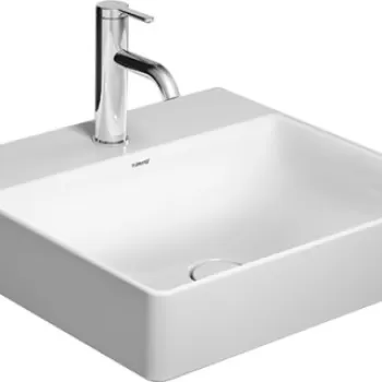 Lavoar Duravit DuraSquare 50x47cm fara preaplin montare pe mobilier cu capac ceramic pentru ventil inclus alb imagine
