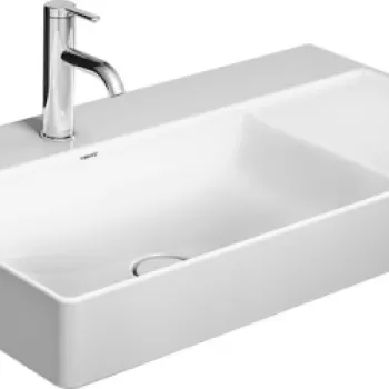 Lavoar Duravit DuraSquare 80x47 cm cuva dreapta fara preaplin WonderGliss cu capac ceramic pentru ventil inclus si finisaj suplimentar imagine