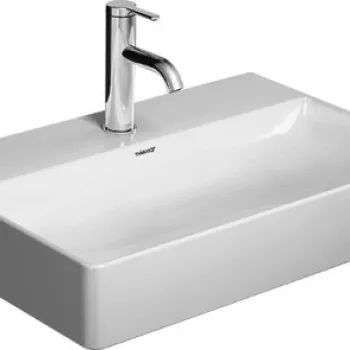 Lavoar Duravit DuraSquare Compact 60x40cm fara preaplin montare pe mobilier cu capac ceramic pentru ventil inclus alb imagine
