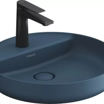 Lavoar Duravit Vitrium 46x46cm cu platforma baterie montare pe blat fara preaplin albastru satin mat imagine