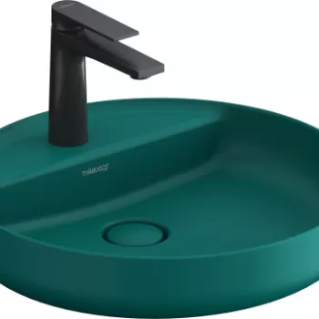 Lavoar Duravit Vitrium 46x46cm cu platforma baterie montare pe blat fara preaplin turcoaz satin mat imagine