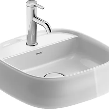 Lavoar Duravit Zencha 42x42cm cu platforma baterie montare pe blat fara preaplin DuraCeram WonderGliss alb imagine