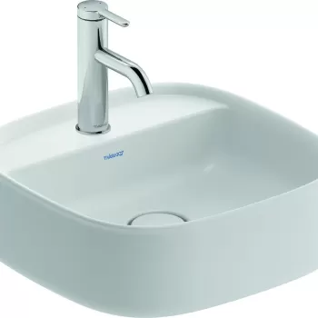 Lavoar Duravit Zencha 42x42cm cu platforma baterie montare pe blat fara preaplin DuraCeram WonderGliss alb satin mat imagine