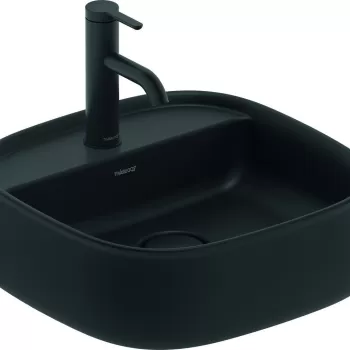 Lavoar Duravit Zencha 42x42cm cu platforma baterie montare pe blat fara preaplin DuraCeram WonderGliss antracit mat imagine