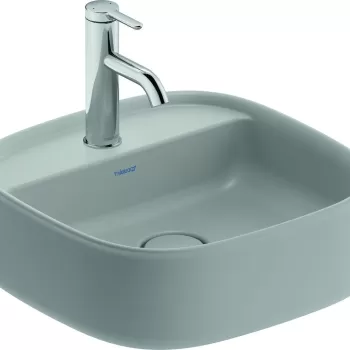 Lavoar Duravit Zencha 42x42cm cu platforma baterie montare pe blat fara preaplin DuraCeram WonderGliss gri satin mat imagine