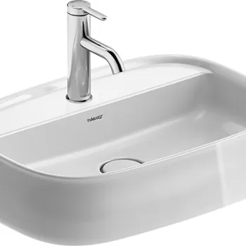 Lavoar Duravit Zencha 55x39cm cu platforma baterie montare pe blat fara preaplin DuraCeram WonderGliss alb imagine