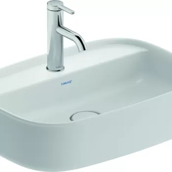 Lavoar Duravit Zencha 55x39cm cu platforma baterie montare pe blat fara preaplin DuraCeram WonderGliss alb satin mat imagine