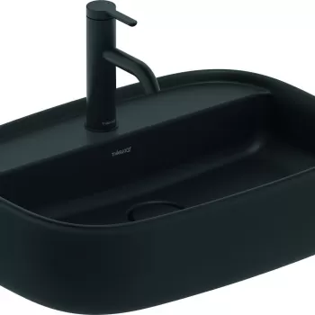 Lavoar Duravit Zencha 55x39cm cu platforma baterie montare pe blat fara preaplin DuraCeram WonderGliss antracit mat imagine