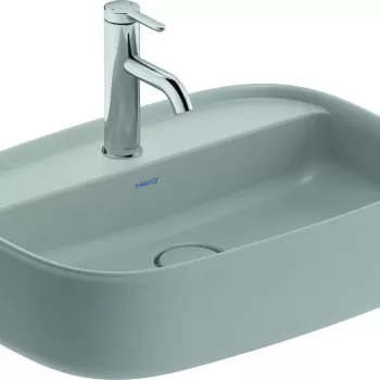 Lavoar Duravit Zencha 55x39cm cu platforma baterie montare pe blat fara preaplin DuraCeram WonderGliss gri satin mat imagine