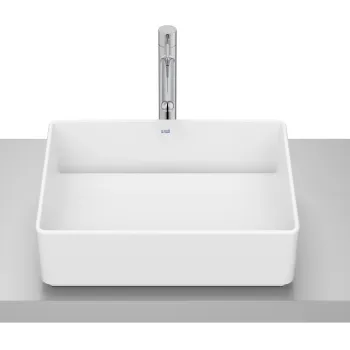 Lavoar Roca Tura 45x35cm montare pe blat fara orificiu preaplin alb mat imagine