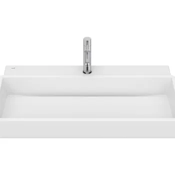 Lavoar Roca Tura 80x43cm fara orificiu preaplin alb mat imagine