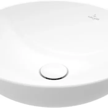 Lavoar rotund tip bol Villeroy&Boch Loop&Friends 38cm cu preaplin material TitanCeram montare pe blat alb Alpin imagine