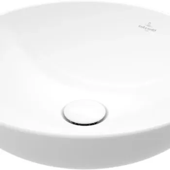Lavoar rotund tip bol Villeroy&Boch Loop&Friends 38cm cu preaplin material TitanCeram montare pe blat alb Alpin imagine