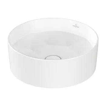 Lavoar rotund tip bol Villeroy & Boch Octagon 418mm  Titan Ceram  Ceramic Plus  Stone White imagine