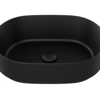 Lavoar tip bol Besco Lova Cera-Line 46x31cm  fara orificiu baterie  fara preaplin  negru mat imagine