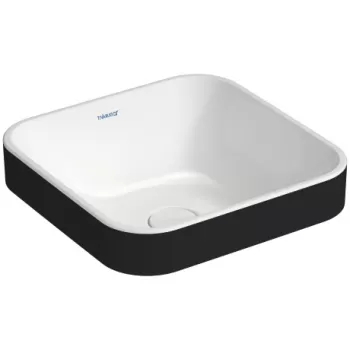Lavoar tip bol Duravit Happy D.2 Plus 40x40cm cu capac ceramic pentru ventil inclus alb-antracit mat imagine