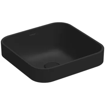 Lavoar tip bol Duravit Happy D.2 Plus 40x40cm WonderGliss cu capac ceramic pentru ventil inclus antracit mat imagine