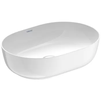 Lavoar tip bol Duravit Luv 50x35cm fara orificiu baterie fara preaplin montare pe blat WonderGliss include capac ceramic alb imagine